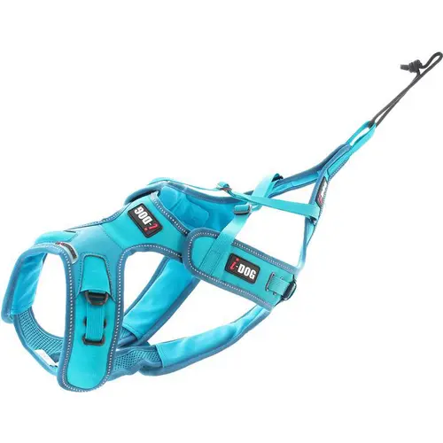 Harnais pour chien coloris bleu canicross réglable I-Dog X-Back Phoenix ALM - Taille XL