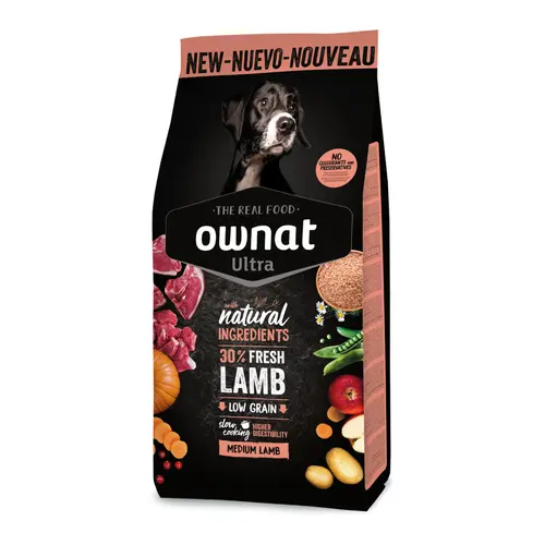 Croquettes pour chien medium à l'agneau Ownat Ultra - 12 kg
