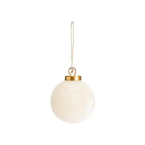 Boule ronde en verre velours crème - Ø 8 cm