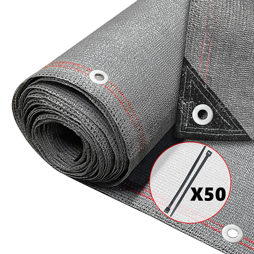 Brise vue occultant en HDPE 230g/m² 1.8 × 10m avec attaches de fixation gris VOUNOT