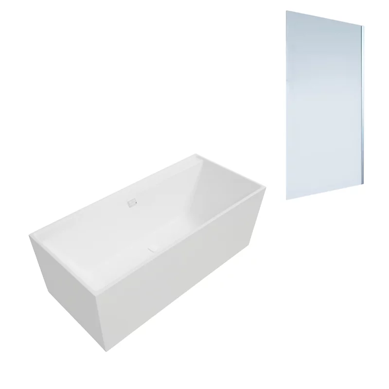 Baignoire droite VILLEROY ET BOCH Collaro 170 × 75cm Blanc mat vidage et trop plein blanc mat + Pare bain droite AURYS Mist 1