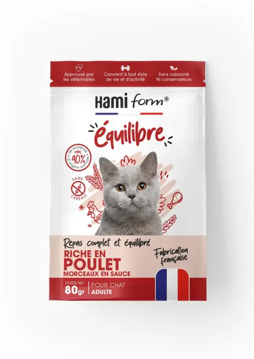 Alimentation complète pour chat poulet HamiForm Équilibre - pochon de 80 g