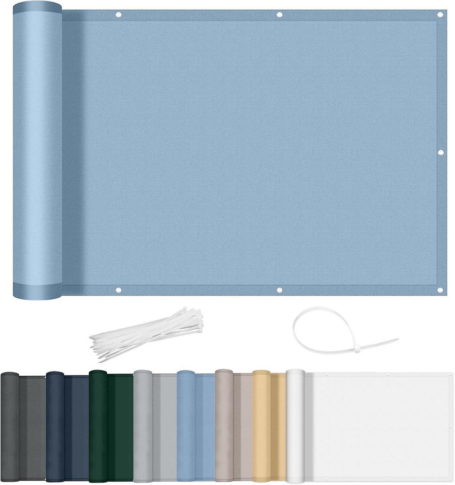 Brise Vue Balcon 90 × 300cm Imperméable Serre Câbles pour Exterieur Terrasse Bleu Clair
