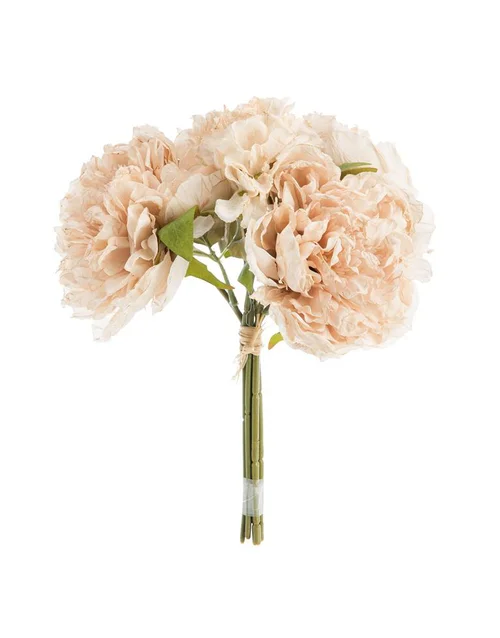 Fleur artificielle en papier bouquet de pivoine coloris beige - H 30 cm