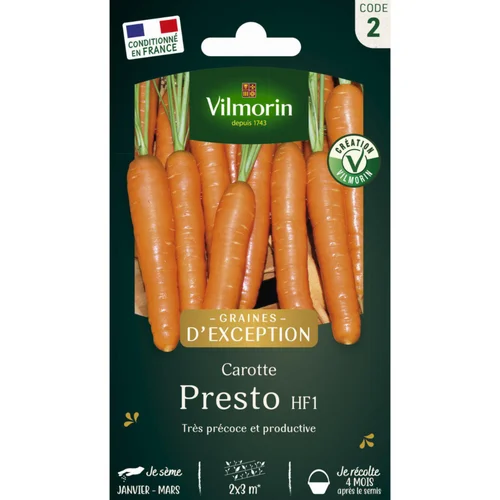 Sachet de semences potagères graines de carotte Presto HF1 Graines d'Exception