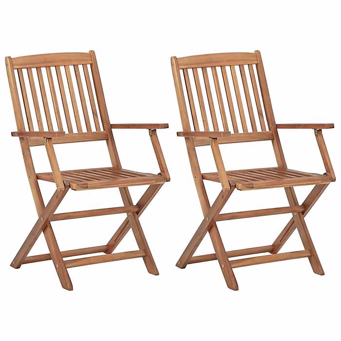 Chaises pliables d'extérieur – Bois d'acacia massif, Marron, Contemporain