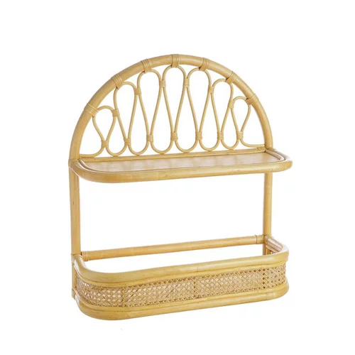 Etagère panier oval arabesques coloris bois en rotin - 60 x 21 x 66 cm
