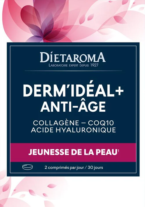 Complément alimentaire collagène + CoQ10 acide hyaluronique Dietaroma Dermidéal plus - 60 comprimés