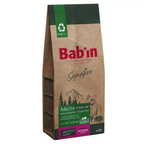Croquettes pour chat adulte stérilisé au saumon sans céréales Bab'in Signature - 6 kg