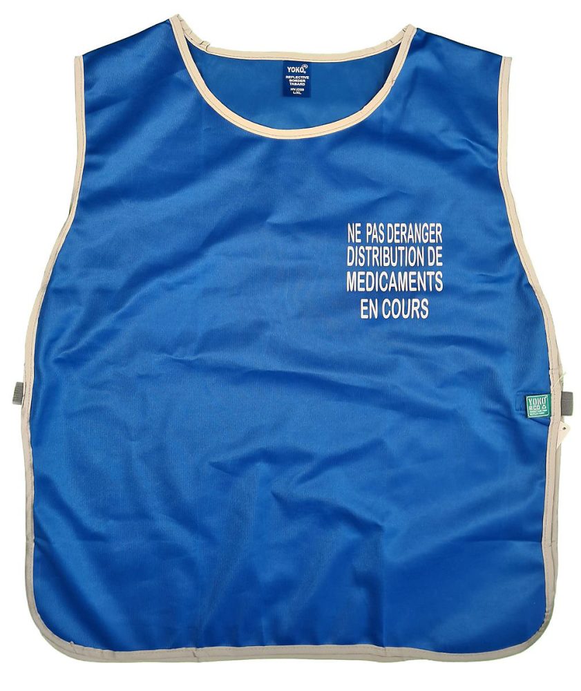 Chasuble – Ne pas déranger distribution de médicaments en cours, recto verso, bleu roi, taille:2XL/3XL