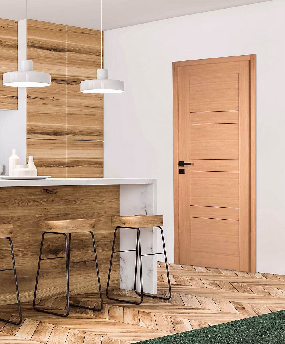 Bloc-porte (porte battante avec encadrement) – Bloc porte 1 Panneau CASSIOPEIA bois chêne européen 2040 x 830 Gauche
