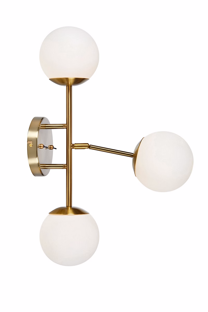 Applique murale – G9, 20W max, IP20, laiton & verre blanc, Markslöjd, Trinity