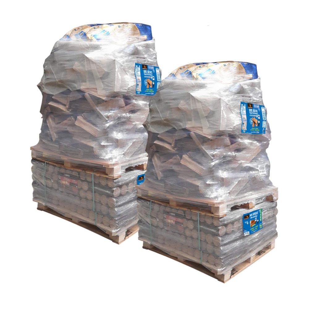 WOODSTOCK Lot de 2 Packs Découverte Woodstock soit 80 packs de bûches densifies + 2 600 dm de bûches 30 cm + allumage offert – Aménagement du jardin