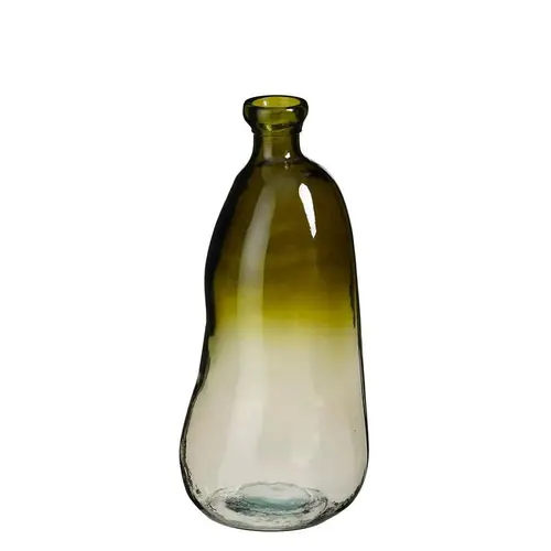 Vase en verre recyclé vert Organic grand modèle - Ø 22 x H 51 cm