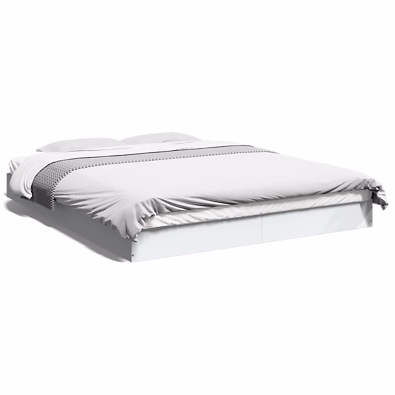 Cadre de lit sans matelas blanc 160 × 200 cm bois d ingénierie