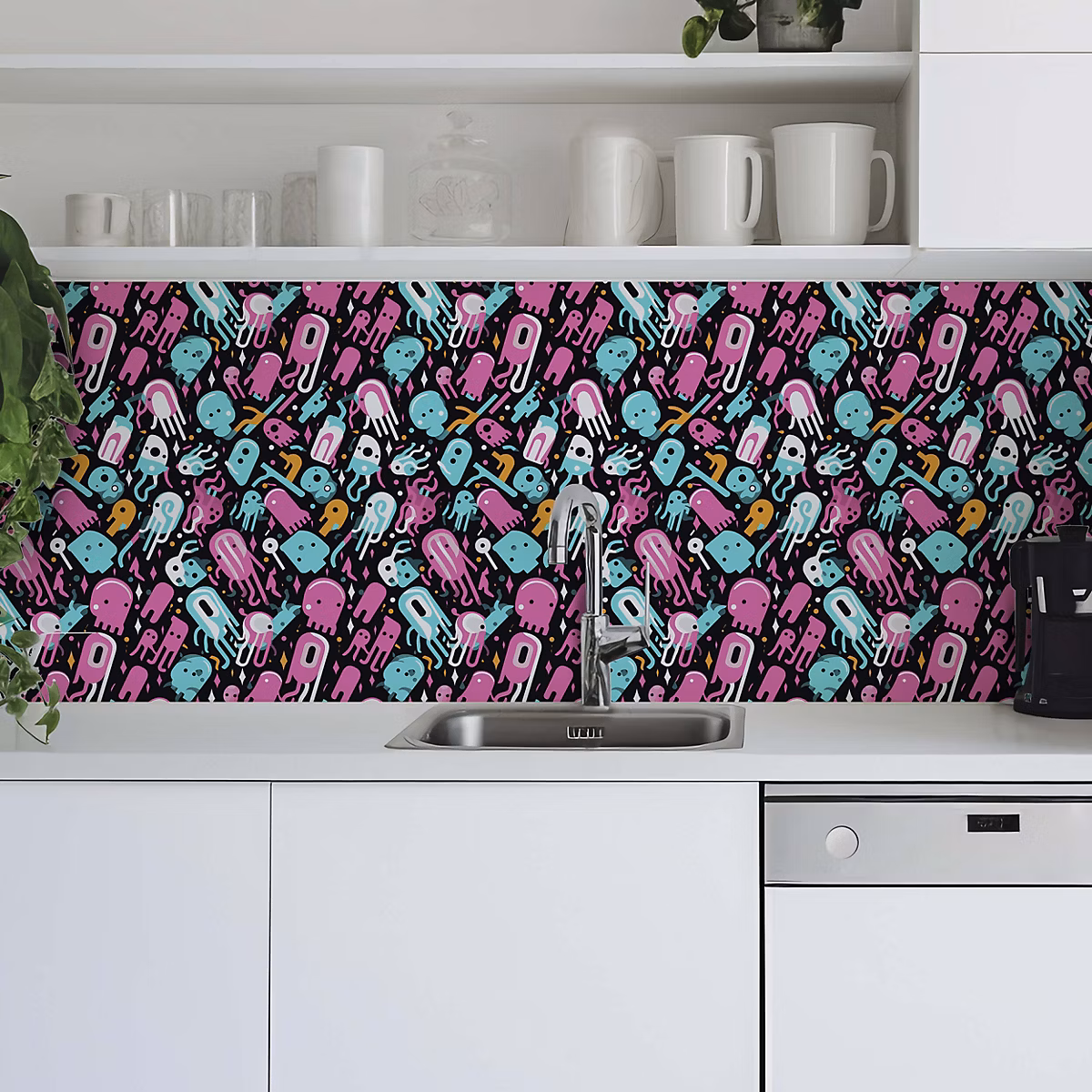 Crédence adhésive déco fun multicolore 50 × 200cm
