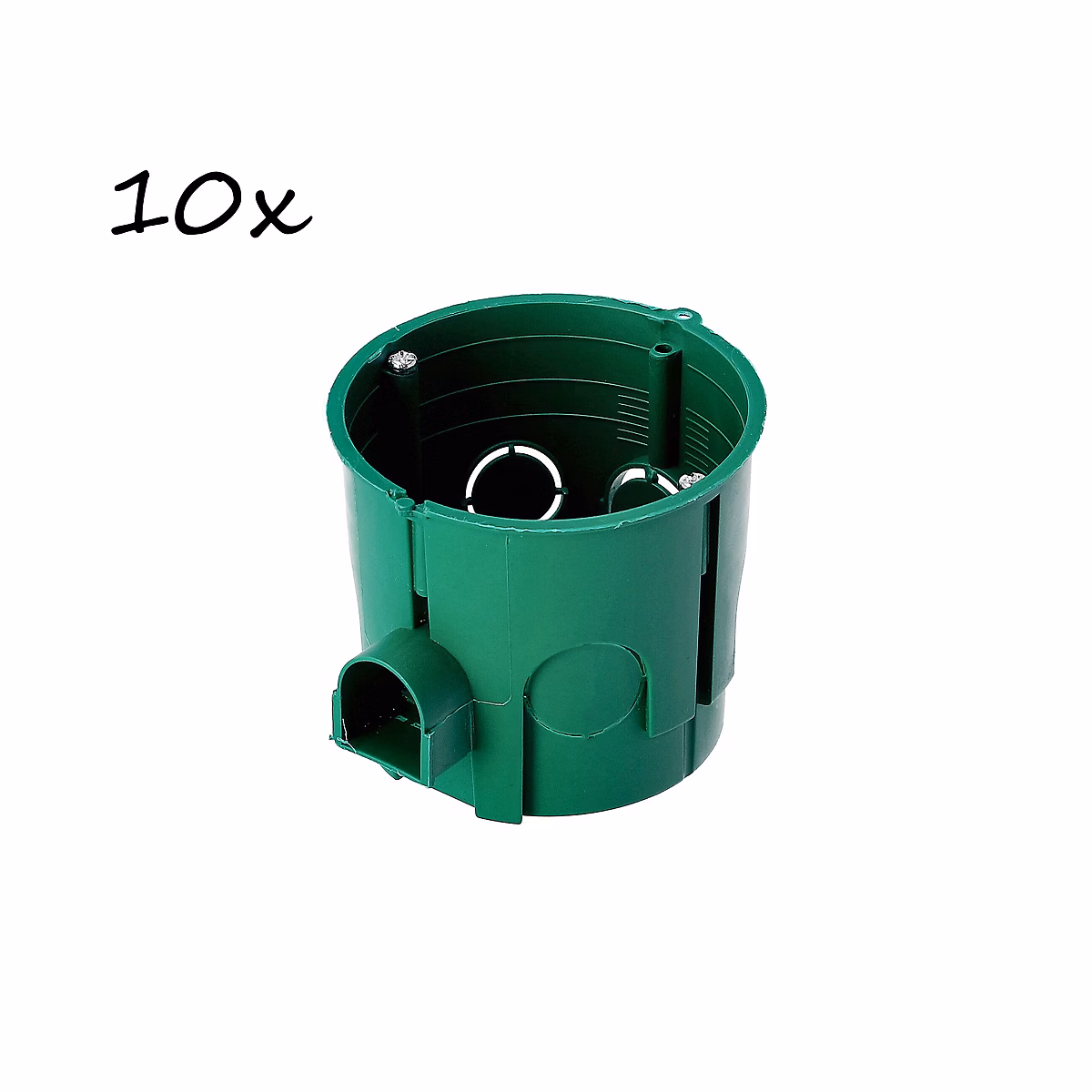Boîte d encastrement de dérivation 60 – profonde, avec vis, verte, pièces, lot de 10