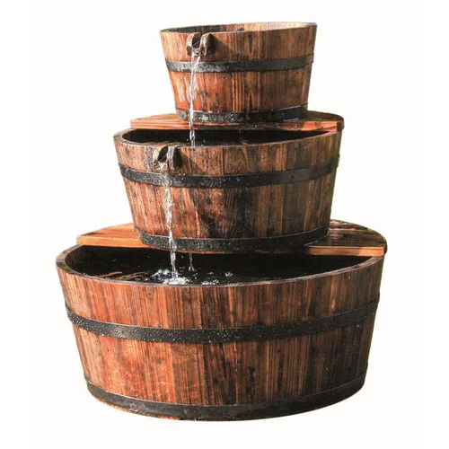 Fontaine Edinburgh avec 3 tonneaux de bois Ø32/46/59x72 cm