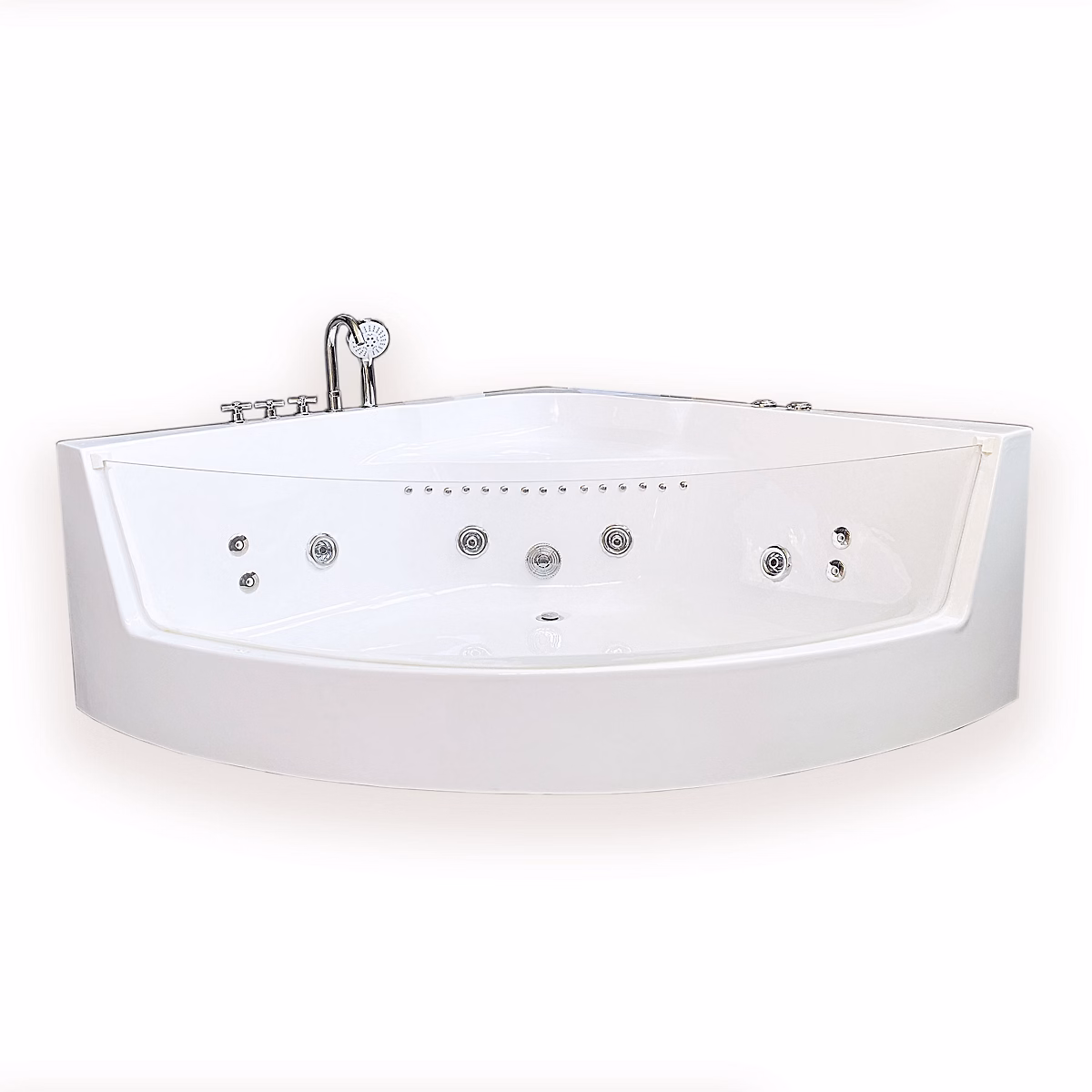 Baignoire Balnèo 150 × 150 cm Chromothérapie 8 jets White Maple