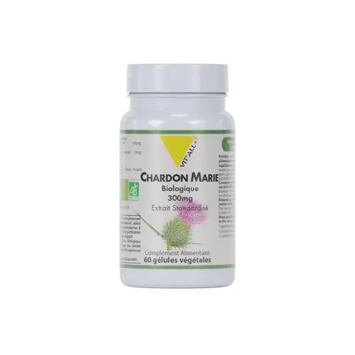 Complément alimentaire bio Vit’All+ Chardon Marie 300 mg - les 60 gélules végétales
