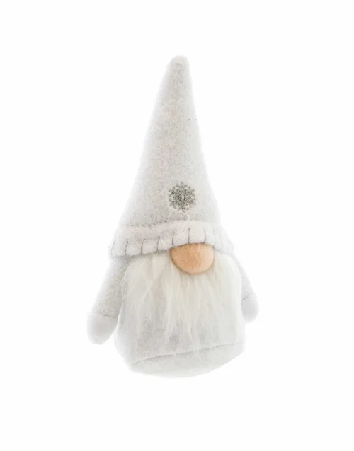 Gnome debout classique en tissu blanc - 9 x 6 x 15 cm