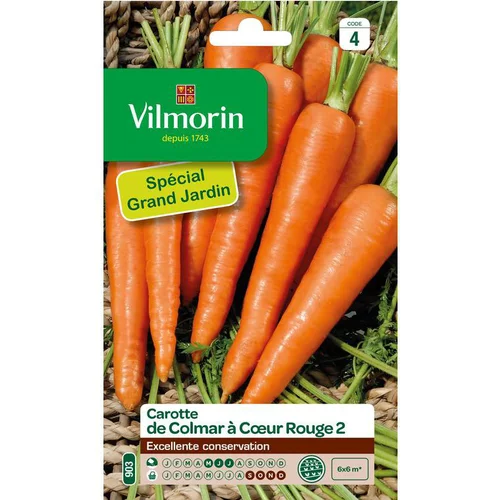 Graines de carotte Colmar à cœur rouge Vilmorin - graines à semer