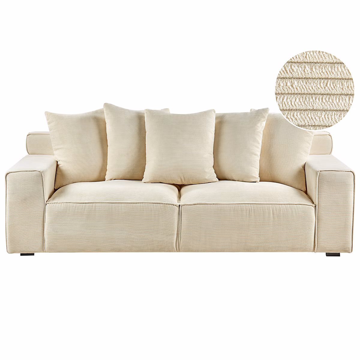 Canapé 3 places VISKAN Velours côtelé Beige clair – Réf. MWQJXNCZG1402395199