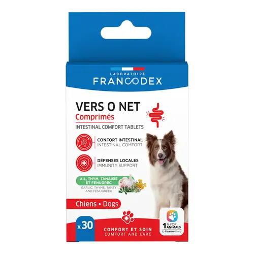 Vermifuge pour chien et chiot Vers O Net - 30 comprimés