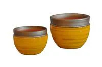 Pot Austral Ibiza Sunshine en terre cuite émaillée H 13 x Ø 16 cm