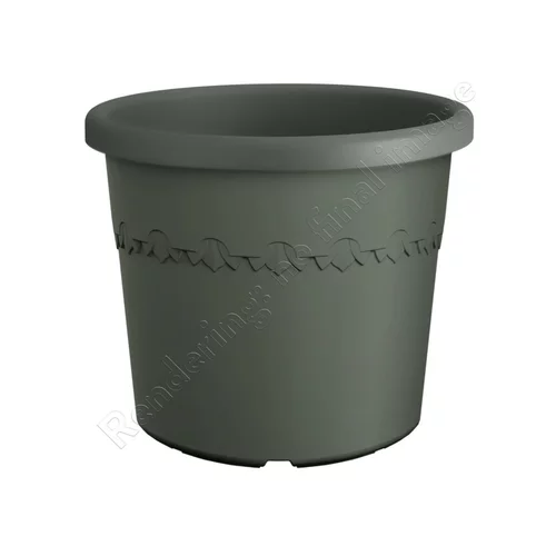 Pot en plastique recyclé vert thyme green Elho Algarve Cilindro - Ø 29,2 x H 24,6 cm
