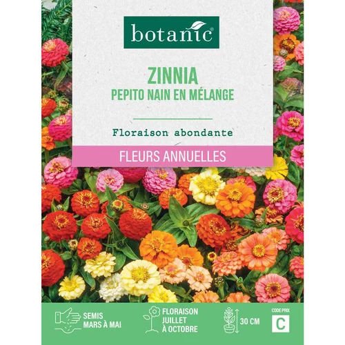 Graines de fleurs de Zinnia pepito nain en mélange botanic®