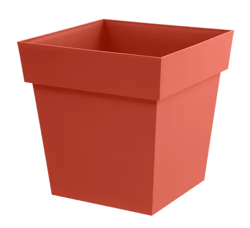 Pot carré en plastique coloris terre battue EDA Toscane - 39 x 39 x 39 cm