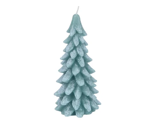 Bougie sapin enneigé coloris vert - 20 cm