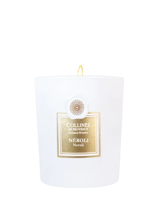 Bougie parfumée blanche Collines de Provence Fleurs & Ecorces néroli - 360 g