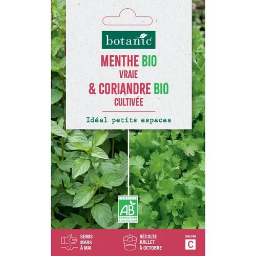 Mélange de graines menthe vraie bio et de coriande cultivée bio botanic® - graines à semer