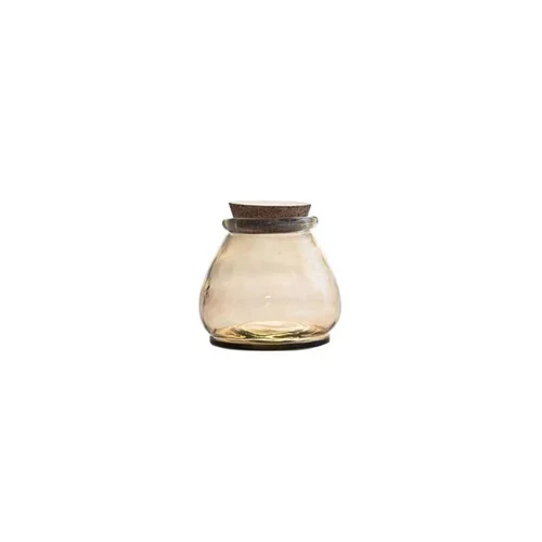 Bocal coloris jaune en verre recyclé bouchon en liège - 10 cm