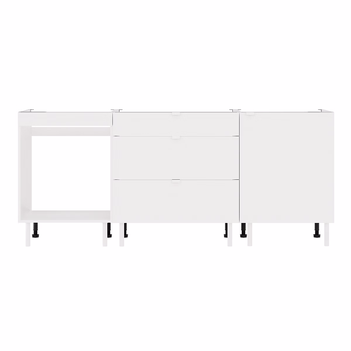 Cuisine complète Izee blanc 3 meubles bas 3 tiroirs et 1 porte sans électroménager 200 cm | Cuisine