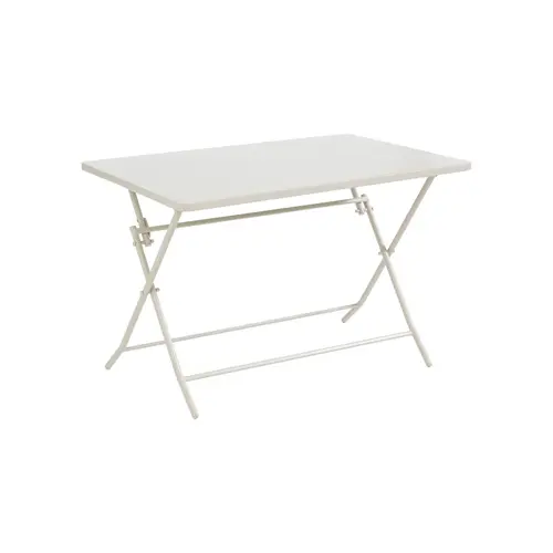 Table de jardin pliante Clivia coloris beige en acier - 110 x 70 x 71 cm