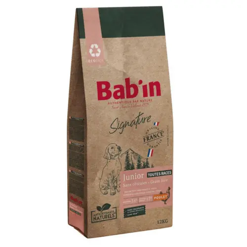 Croquettes pour chien junior au poulet sans céréales Bab'in Signature – 12 kg