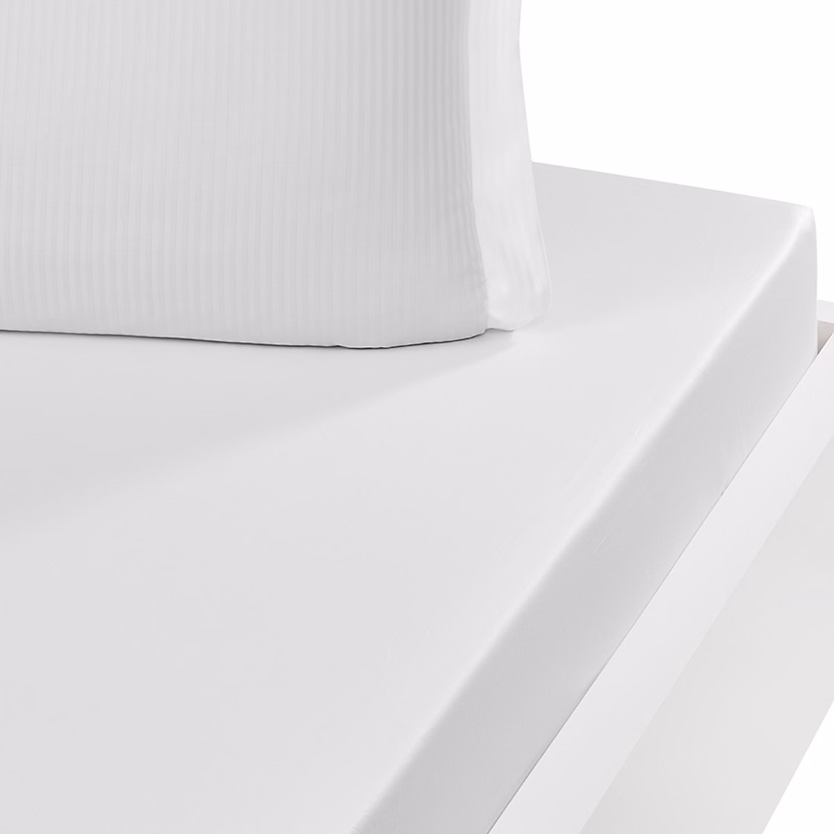 Drap housse uni satin de coton bonnet 30 cm Blanc 90 × 190 cm VERSALUXE