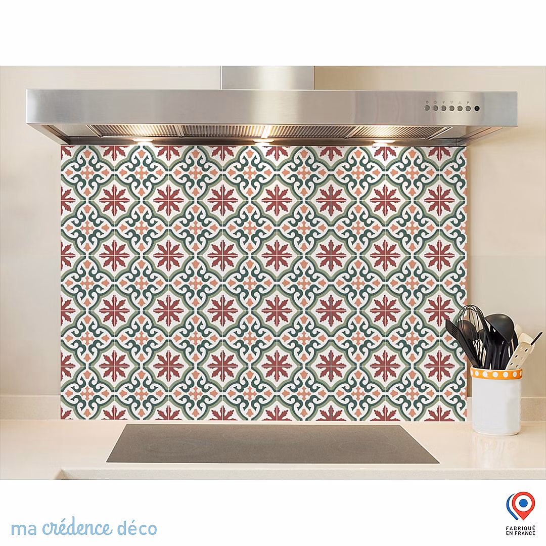Crédence cuisine fond de hotte Carrelage classique 9 – Verre trempé, L 60 cm x H 45 cm, MaCrédenceDéco
