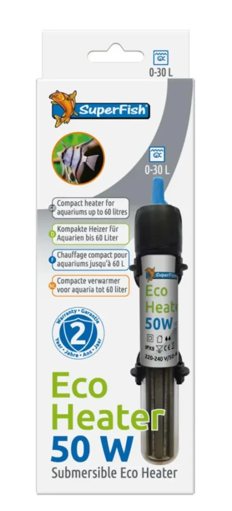 Chauffage pour petit aquarium coloris noir SuperFish Eco Heater 50W
