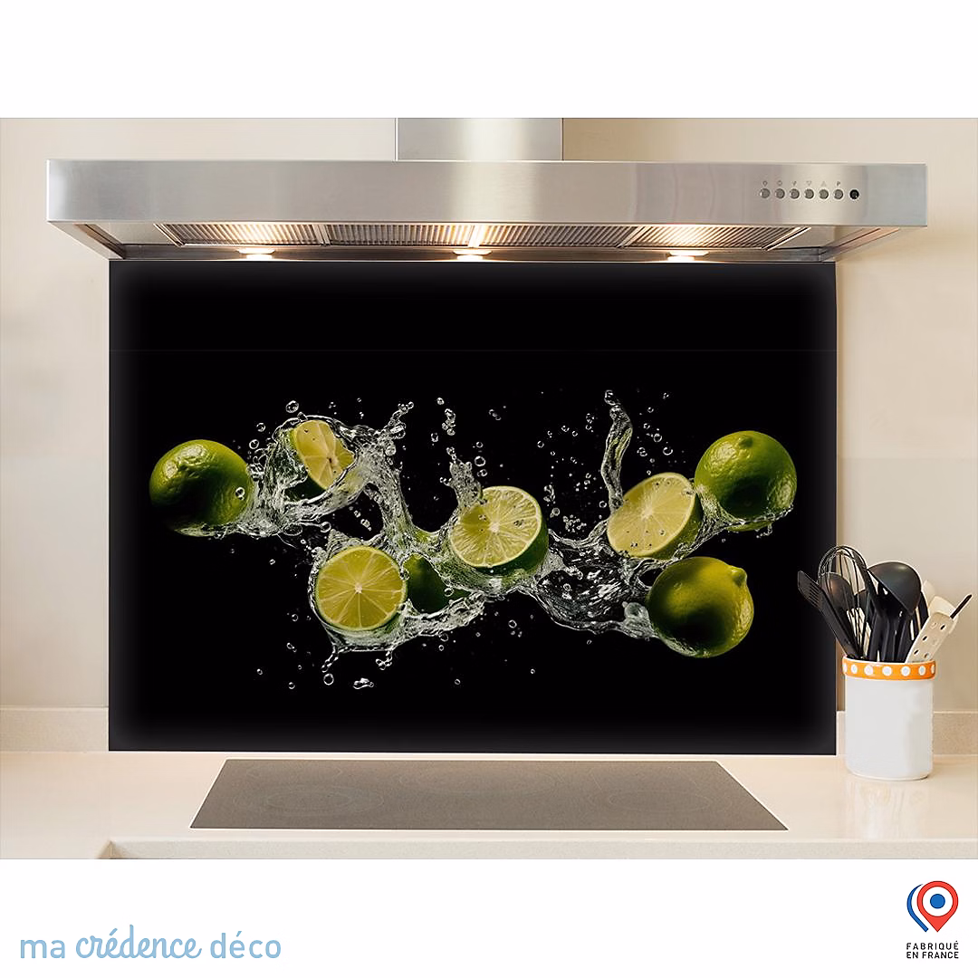 Crédence cuisine fond de hotte Bain de citrons verts | Alu composite – L 70 cm x H 60 cm – MaCrédenceDéco
