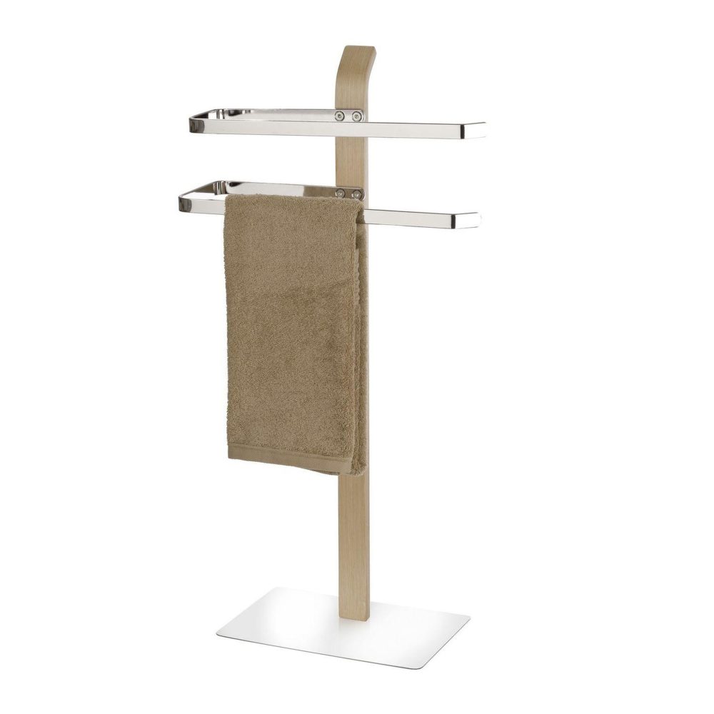 Wenko Porte-serviettes design inox et bois samona - l. 40 x h. 79 cm - gris – Solutions extérieures