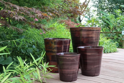 Pot en terre cuite émaillée marron Châtaigne Les Poteries d’Albi Sydney - Ø 37 x H 44 cm
