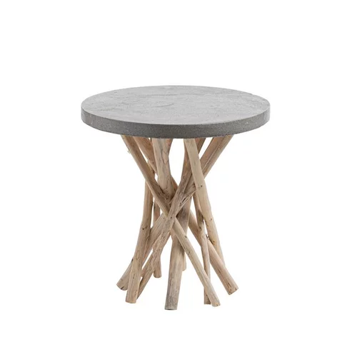 Table d’appoint en teck naturel gris Ø 50 x H 55 cm