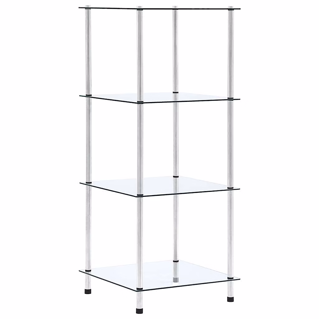 Étagère 4 niveaux Transparent 40 × 40 × 100 cm Verre trempé vidaXL