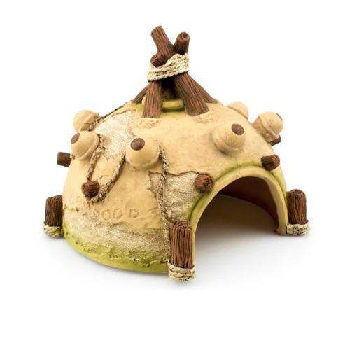 Décor pour terrarium en synthétique coloris beige Aquavie Caverne Tipi - 13,6 x 13 x 12,5 cm
