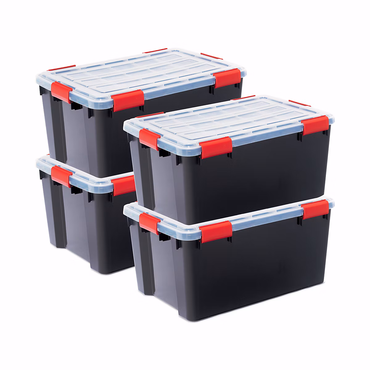 Boite de Rangement Hermétique | 50L – Lot de 4 – Noir – DDAT – L – Iris Ohyama