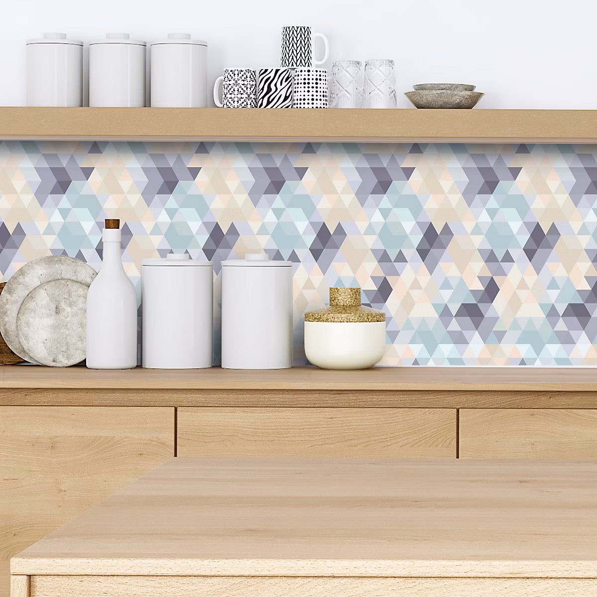 Crédence adhésive design mosaique triangle – 40 × 400cm